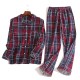 Cotton Comfortable Plaid Long Sleeve Casual Home Sleeping Pajamas Suit for Men