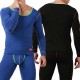 Fall Thermal Cotton Breathable Elastic O Neck Patchwork Warm Pajamas Set for Men