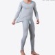 Fall Thermal Cotton Breathable Elastic O Neck Patchwork Warm Pajamas Set for Men