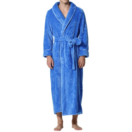 Flannel Thick Warm Winter Full Length Pajamas Sleepwear Robe Bathrobe for Men Flannel Thick Warm Winter Full Length Pajamas Sleepwear Robe Bathrobe for Men