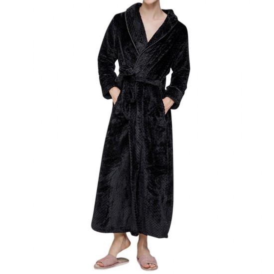 Flannel Thick Warm Winter Full Length Pajamas Sleepwear Robe Bathrobe for Men