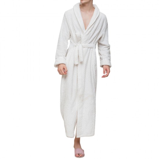 Flannel Thick Warm Winter Full Length Pajamas Sleepwear Robe Bathrobe for Men