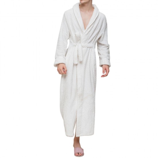 Flannel Thick Warm Winter Full Length Pajamas Sleepwear Robe Bathrobe for Men Flannel Thick Warm Winter Full Length Pajamas Sleepwear Robe Bathrobe for Men
