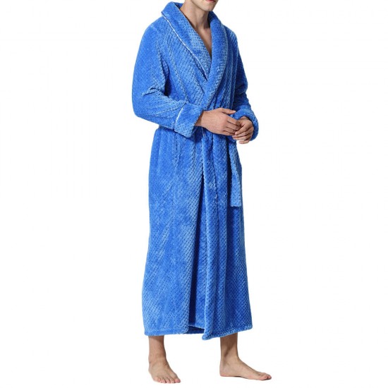 Flannel Thick Warm Winter Full Length Pajamas Sleepwear Robe Bathrobe for Men