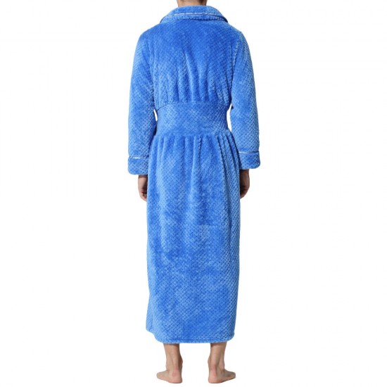 Flannel Thick Warm Winter Full Length Pajamas Sleepwear Robe Bathrobe for Men