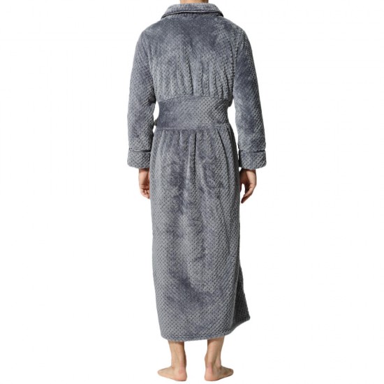 Flannel Thick Warm Winter Full Length Pajamas Sleepwear Robe Bathrobe for Men