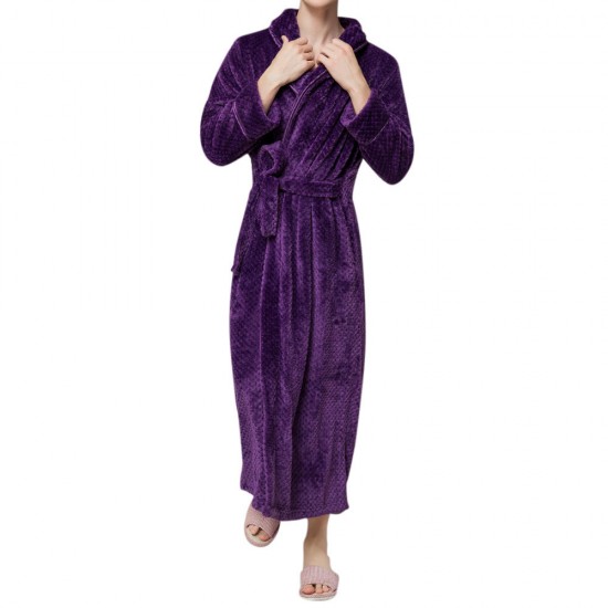 Flannel Thick Warm Winter Full Length Pajamas Sleepwear Robe Bathrobe for Men