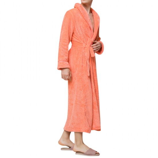 Flannel Thick Warm Winter Full Length Pajamas Sleepwear Robe Bathrobe for Men