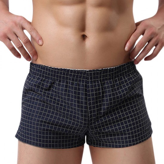Mens Casual Home Boxers Beach Plaid Moustache Printing Shorts Outdoor Sports Sleepwear