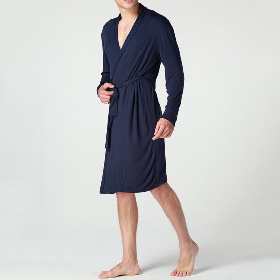 Mens Sexy Modal Comfortable Home Solid Color Bathrobe Sleepwear Robes