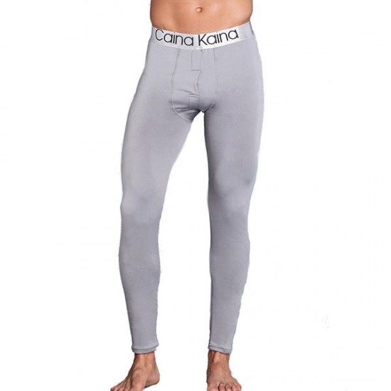 Mens Thick Warm Long Johns Autumn Winter Mid Rise Solid Color Sleepwear