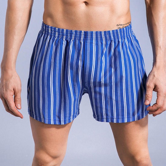 Striped Patterned Lounge Casual Home Cotton Breathable Beach Arrow Short Boxers for Men