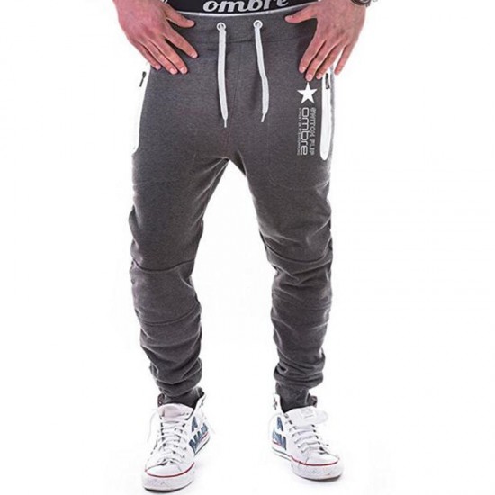 Men's Elastic Waist Drawstring Casual Sweatpants Hip Hop Style Fitness Printed Sports Pants