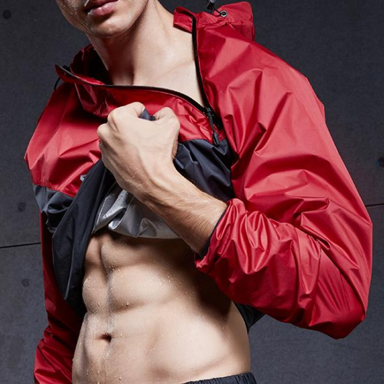 2pcs Hot Sweat Lose Weight Gym Sportswear Men's Training Fitness Exercise Sports Hooded Suit