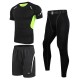 Men's 3 Pieces Fitness Elastic Tight Suit Quick Drying Training Running Sports Suit