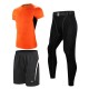 Men's 3 Pieces Fitness Elastic Tight Suit Quick Drying Training Running Sports Suit