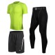 Men's 3 Pieces Fitness Elastic Tight Suit Quick Drying Training Running Sports Suit