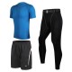 Men's 3 Pieces Fitness Elastic Tight Suit Quick Drying Training Running Sports Suit