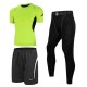 Men's 3 Pieces Fitness Elastic Tight Suit Quick Drying Training Running Sports Suit