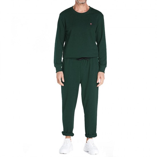 Men's Casual Loose Sports Suit Solid Color Long Sleeved Sweatshirt Jogger Pants