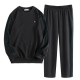 Men's Casual Loose Sports Suit Solid Color Long Sleeved Sweatshirt Jogger Pants