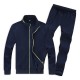 Mens Casual Plus Size Solid Color Tracksuits Stand Collar Cotton Sport Suits