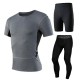 Men's Fitness Three-piece Gym Sportswear Casual Quick-drying Tights Running Sports Suit