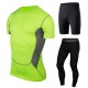 Men's Fitness Three-piece Gym Sportswear Casual Quick-drying Tights Running Sports Suit