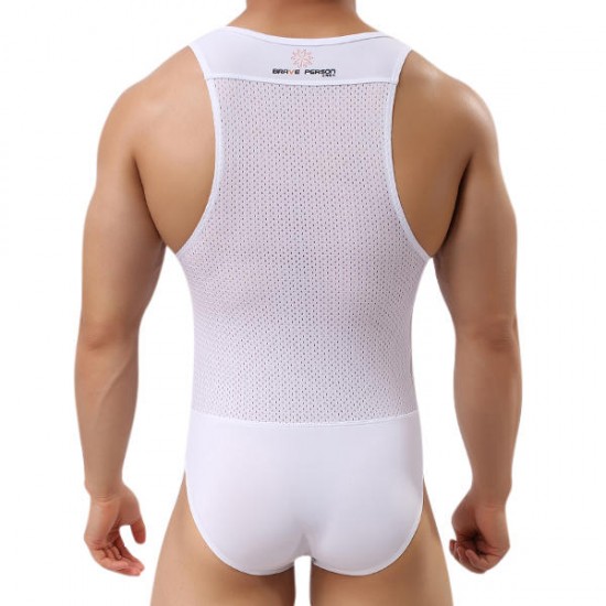 Men's Sexy Bodysuit Wrestling Onesie Transparent Mesh Lingerie Wrestling Leotard Hot Body Suits