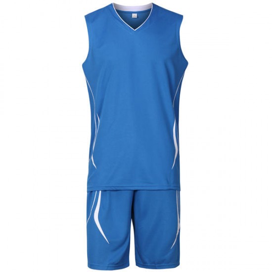 Mens Summer Basketball Game Breathable Quick Drying Sleeveless Team Sports Suit 6 Colors
