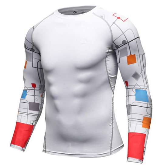 12 Styles Mens Fitness Jogging Skins Tights T-shirt Casual Elastic Quick Drying Long-Sleevet-shirts