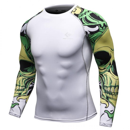 12 Styles Mens Fitness Jogging Skins Tights T-shirt Casual Elastic Quick Drying Long-Sleevet-shirts