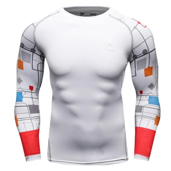 12 Styles Mens Fitness Jogging Skins Tights T-shirt Casual Elastic Quick Drying Long-Sleevet-shirts