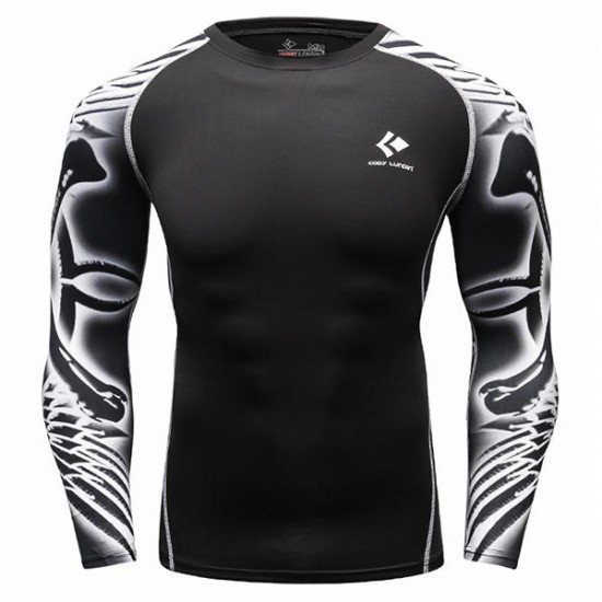 12 Styles Mens Fitness Jogging Skins Tights T-shirt Casual Elastic Quick Drying Long-Sleevet-shirts