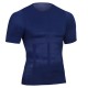 Body Sculpting Mens High Elastic Abdomen Fitness Slim Fit Body Building Sport T-shirt