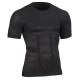 Body Sculpting Mens High Elastic Abdomen Fitness Slim Fit Body Building Sport T-shirt