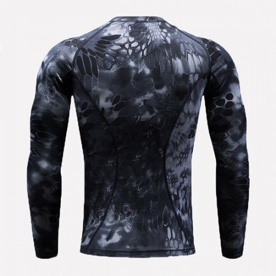 Camouflage Tight-fitting Quick-drying T-shirts Outdoor Tactical Elastic Long-sleeved Training Tees
