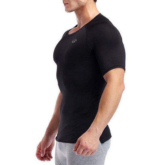 Elastic Quick Drying Compression Fitness Tops Men's Split Hem Breathable Slim Fit Sport T-shirt