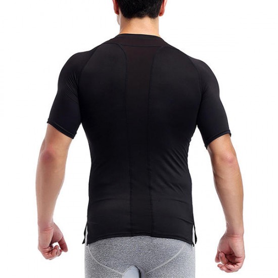 Elastic Quick Drying Compression Fitness Tops Men's Split Hem Breathable Slim Fit Sport T-shirt