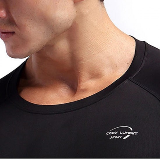 Elastic Quick Drying Compression Fitness Tops Men's Split Hem Breathable Slim Fit Sport T-shirt