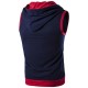 Fashion Casual Summer Hoodies Vest Men's Hit Color Stitching Hooded Sleeveless Tops