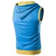 Fashion Casual Summer Hoodies Vest Men's Hit Color Stitching Hooded Sleeveless Tops