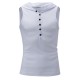Fashion Hooded Slim Sleeveless Vest Men's Solid Color Casual Button Design Tops Tees