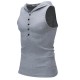 Fashion Hooded Slim Sleeveless Vest Men's Solid Color Casual Button Design Tops Tees
