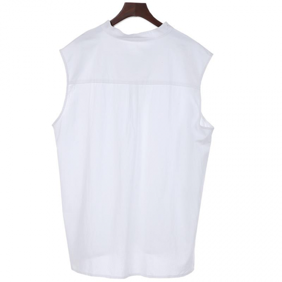 Fashion Solid Color Sleeveless Stand Collar Strap Open Men's Vest Sports Breathable Comfort Tops