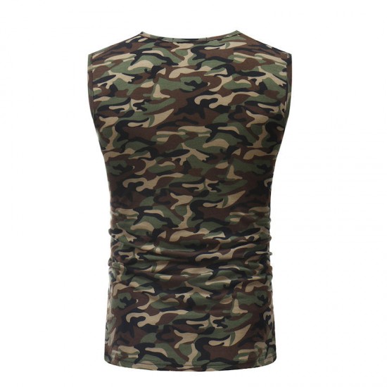 Men's Slim Sports Casual Camouflage Printed Sleeveless Vest Tops