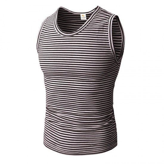 Men's Tight Sports Fitness Stretch Quick-drying Slim Striped Vest Tops
