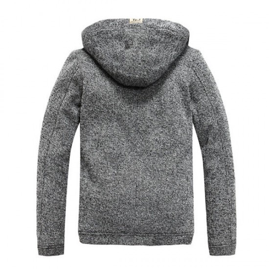 Autumn Winter Men's Cashmere Thermal Hooded Cardigan Casual Button Single-breasted Knitted Sweater