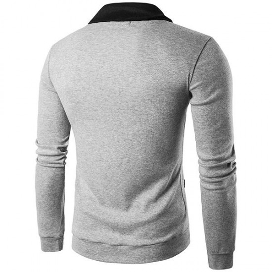 Classic Brief Fashion Neckline Sweatershirt Men's Single-breasted Hit Color Knitting Cardigan