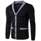 Classic Brief Fashion Neckline Sweatershirt Men's Single-breasted Hit Color Knitting Cardigan